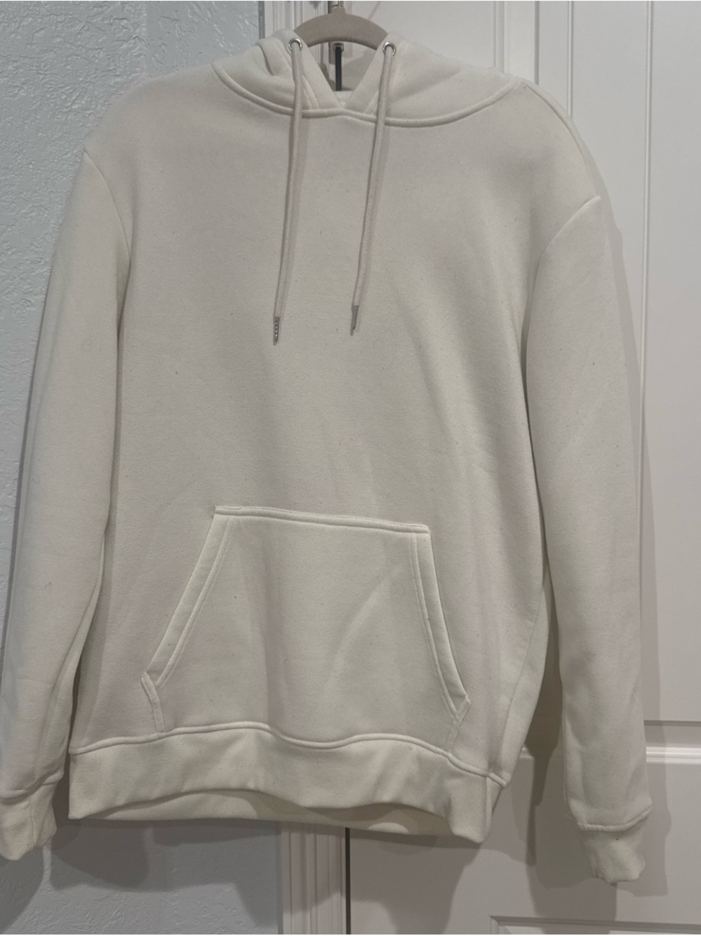 Men's Cream Pullover Hoodie with Kangaroo Pocket